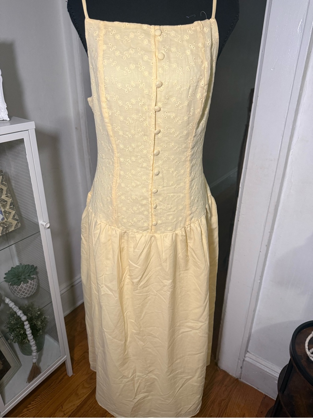 wild fable Pale Yellow Eyelet Midi Dress - Picture 2 of 4
